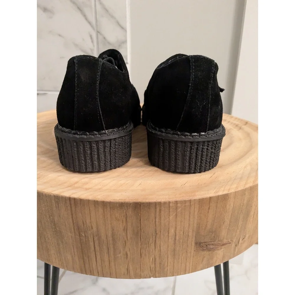 NWOT T.U.K. Black Suede Monk Strap Creepers‎ Platform Shoes Size US 7 EU 40